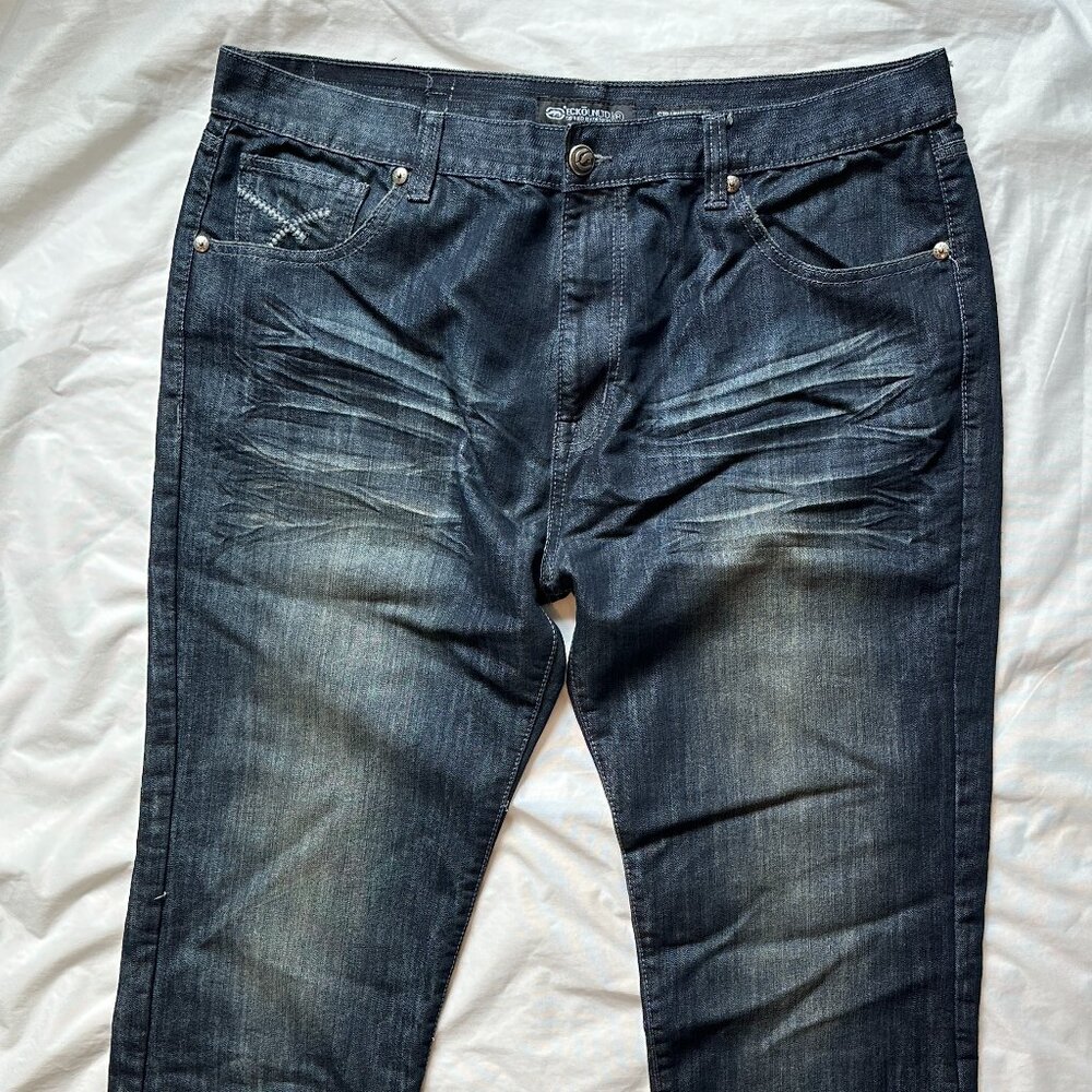 Ecko Unltd Jeans Mens Straight Fit 42x32 (41x30.5) Blue Dark Wash